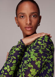 Linear Floral Mesh Dress